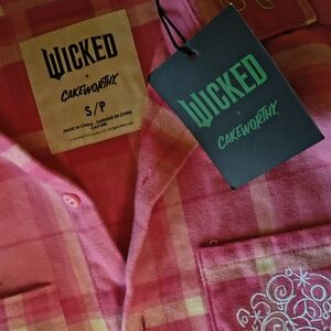 Wicked x Cakeworthy Pink Plaid Button-Up Shirt